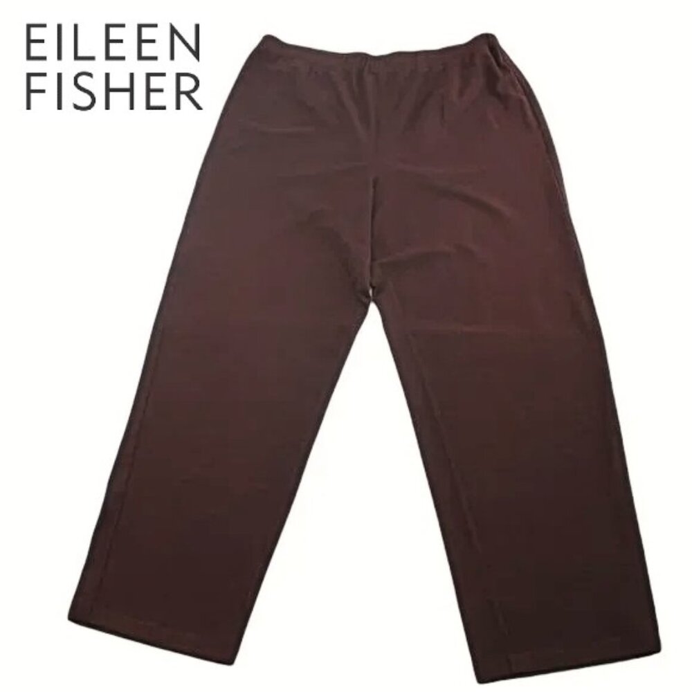 Eileen Fisher Woman Knit Pants Dark Brown Stretch Wool Blend Pull-On Relaxed 1X